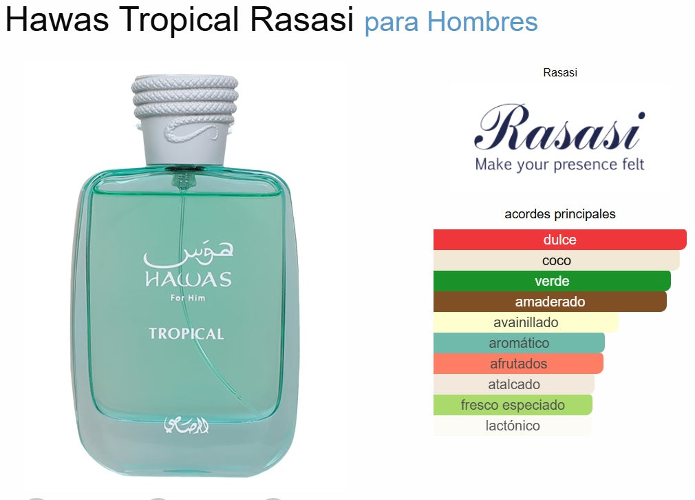 Rasasi Hawas Tropical Eau De Parfum 100 Ml Para Hombre