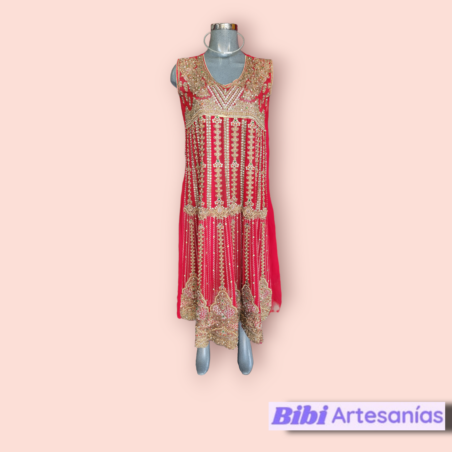 VESTIDO PAKISTANI DE FIESTA ROJO 2509