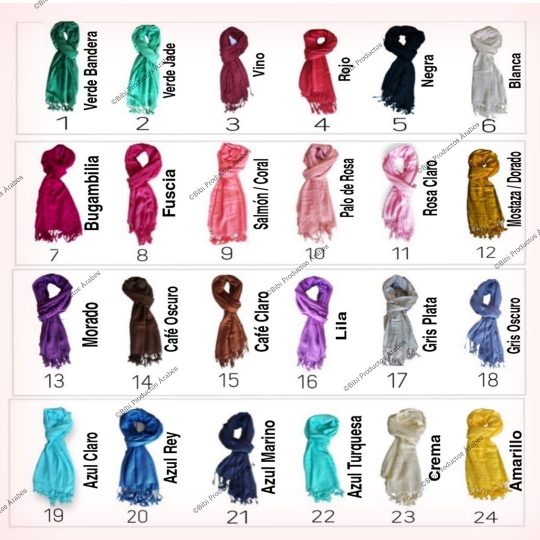 Paquete de 25 Pashminas Lisa Chalinas de India Precio de Mayoreo