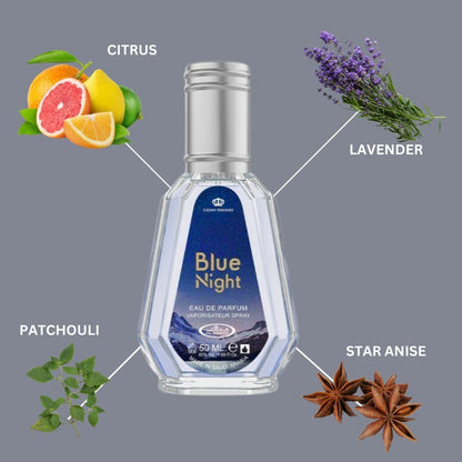 Al Rehab Blue Night for Men Eau de Parfum Spray, 1.7 Ounce