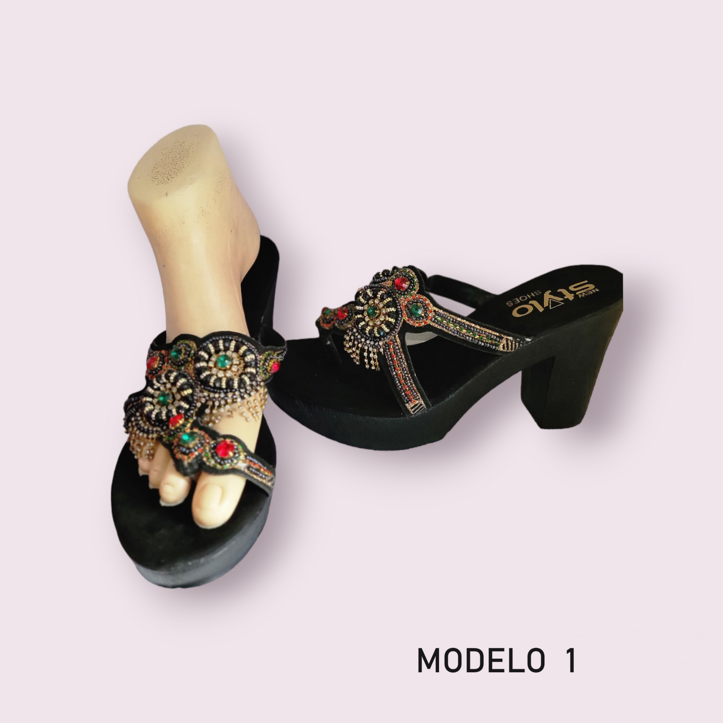 Sandalias Pakistaní para mujer Color Negra