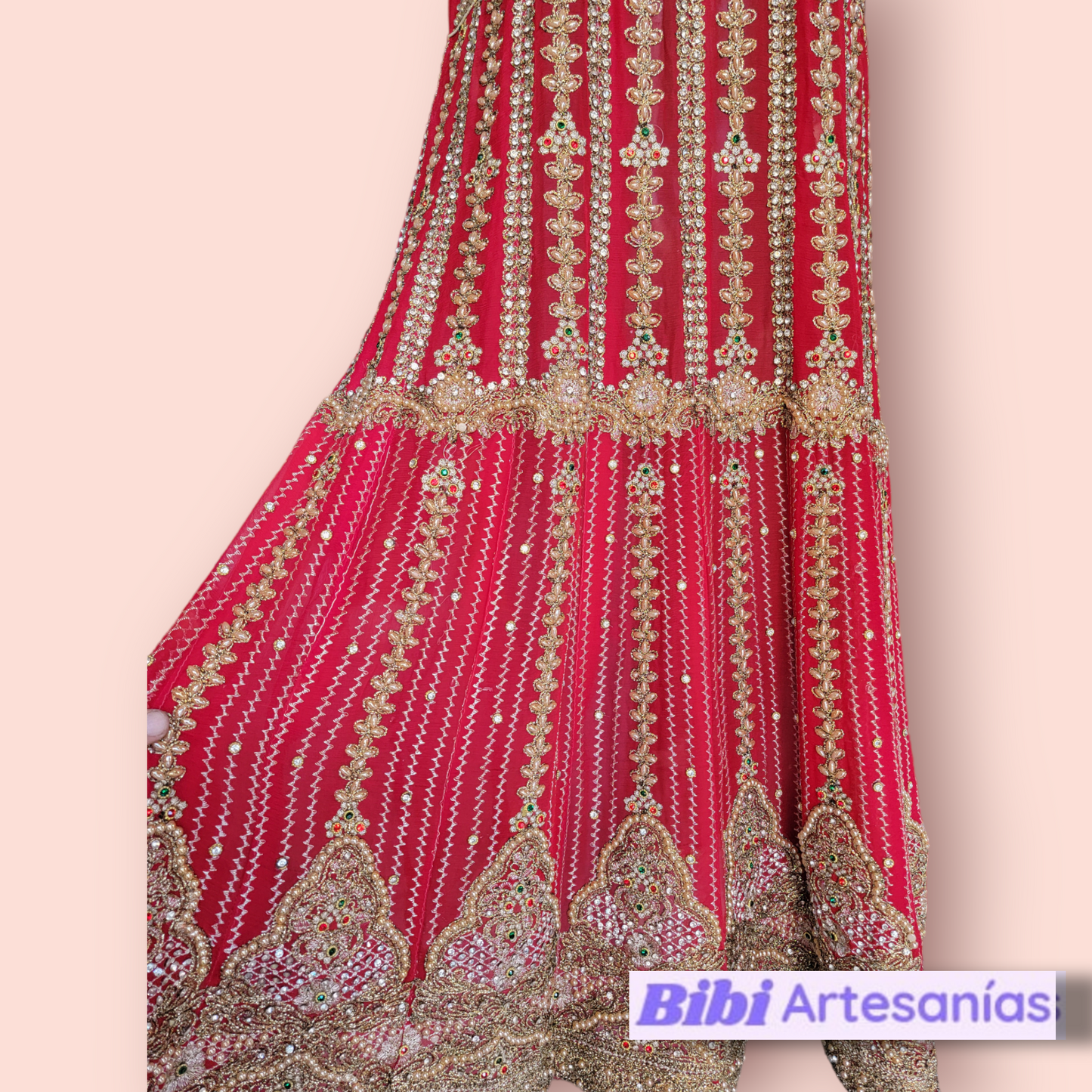 VESTIDO PAKISTANI DE FIESTA ROJO 2509