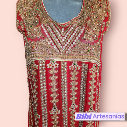 VESTIDO PAKISTANI DE FIESTA ROJO 2509