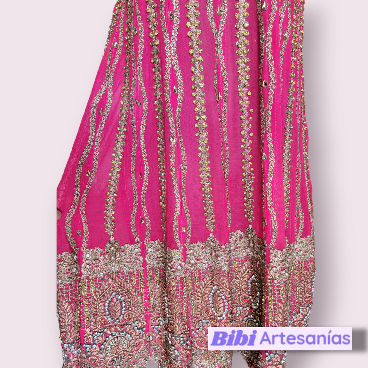 VESTIDO PAKISTANI DE FIESTA COLOR ROSA M2502