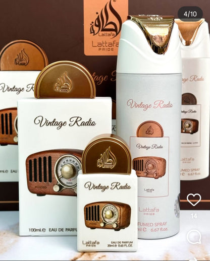 Vintage Radio Lattafa Gift Set de 3 Piezas
